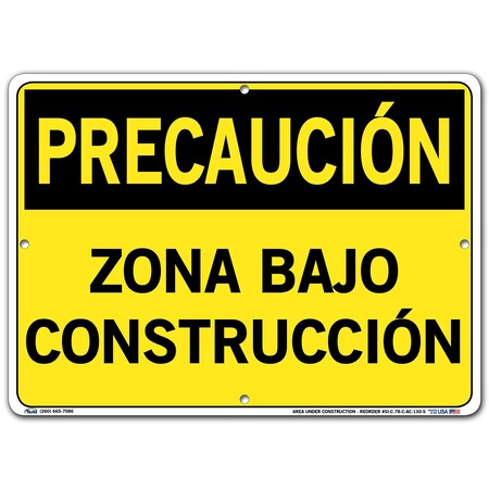 Vestil Aluminum Composite Sign, 10-1/2" Height, 14-1/2" Width, Aluminum Composite, Rectangle, Spanish SI-C-78-C-AC-130-S